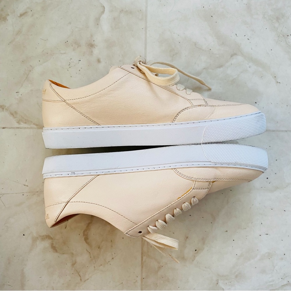 $540 Burberry Powder Cream Leather Low Top Lace Up Sneakers Size 8.5/38.5 - Picture 4 of 13
